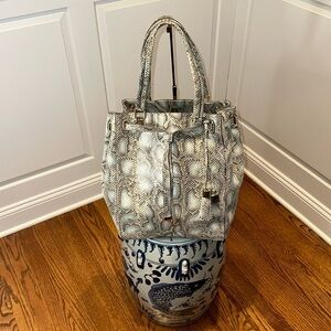 G.I.L.I. Cobra Italian Blue Leather Snakeskin Design Tote